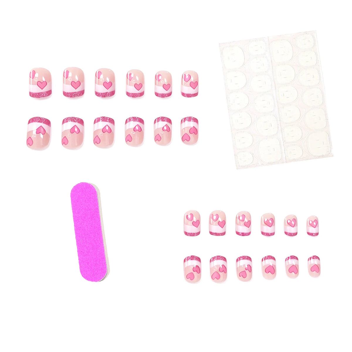 Gel Nail Extensions Heart Embellished Durable & Chip-Resistant