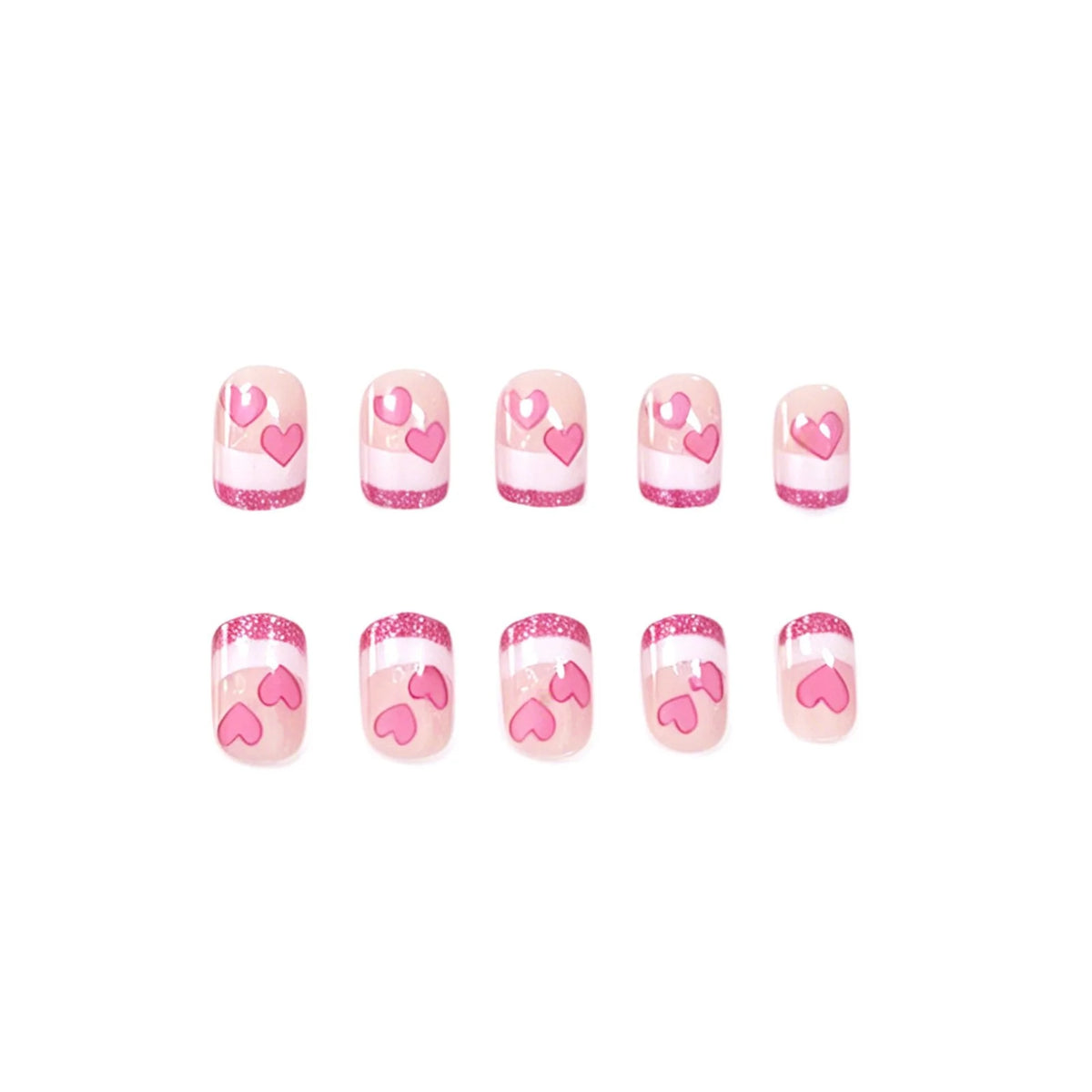 Gel Nail Extensions Heart Embellished Durable & Chip-Resistant