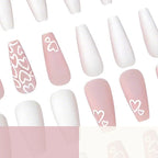 Gel Nail Extensions Heart Motif Set of 24