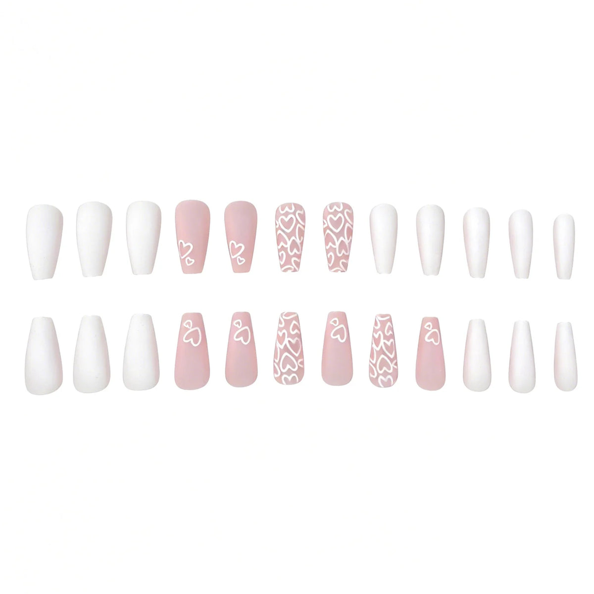 Gel Nail Extensions Heart Motif Set of 24