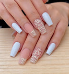 Gel Nail Extensions Heart Motif Set of 24