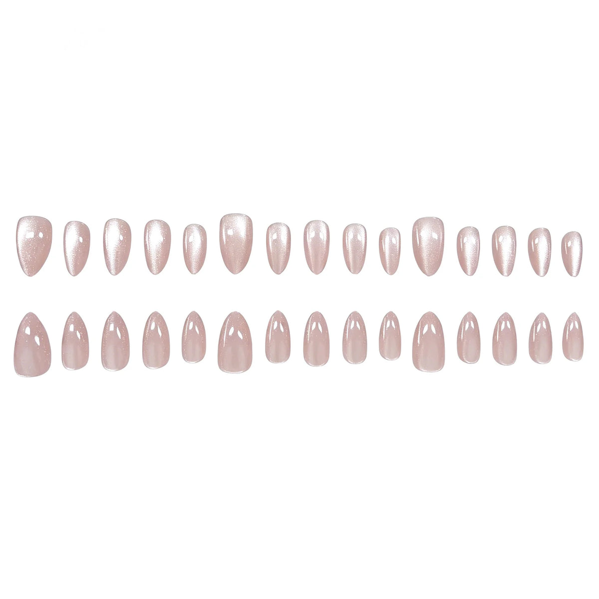 Gel Nail Set Almond Shape High-Gloss 30-Piece
