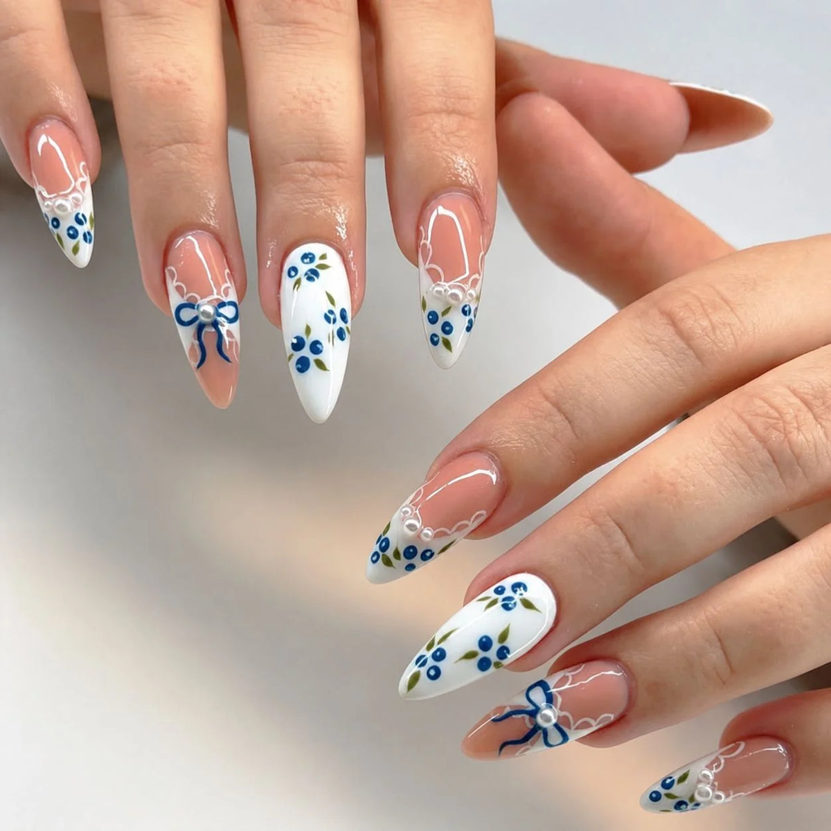 Gel Nail Set Floral Designs Long-Lasting Wear