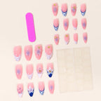 Gel Nail Set Floral Embellished Chip-Resistant
