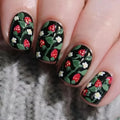 Gel Nail Set Floral Strawberry Glossy Long-Lasting