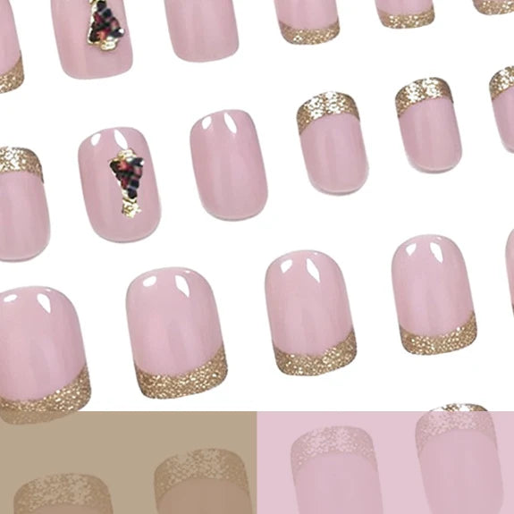 Gel Nail Set Glossy 3D Christmas Tree 24 Piece