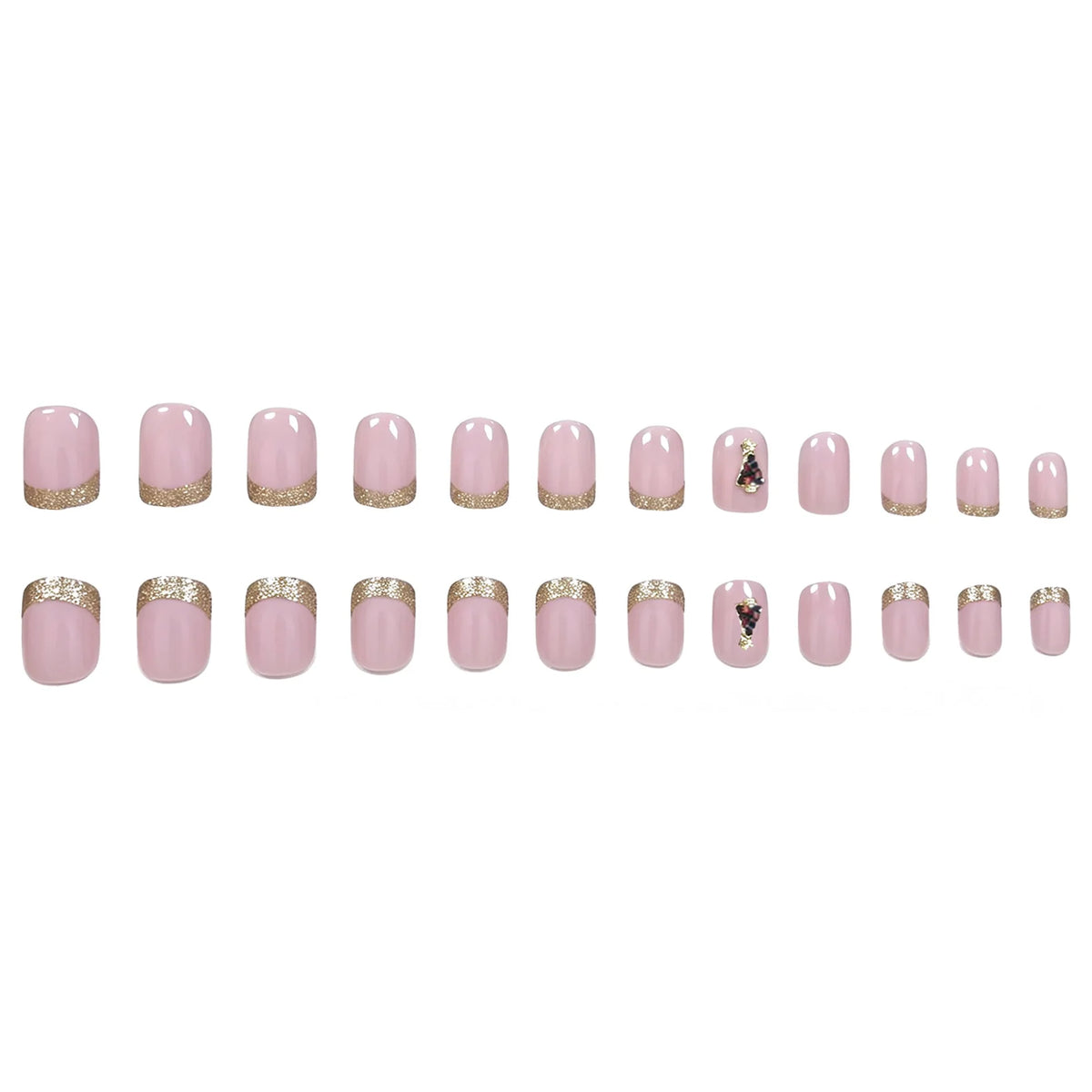 Gel Nail Set Glossy 3D Christmas Tree 24 Piece