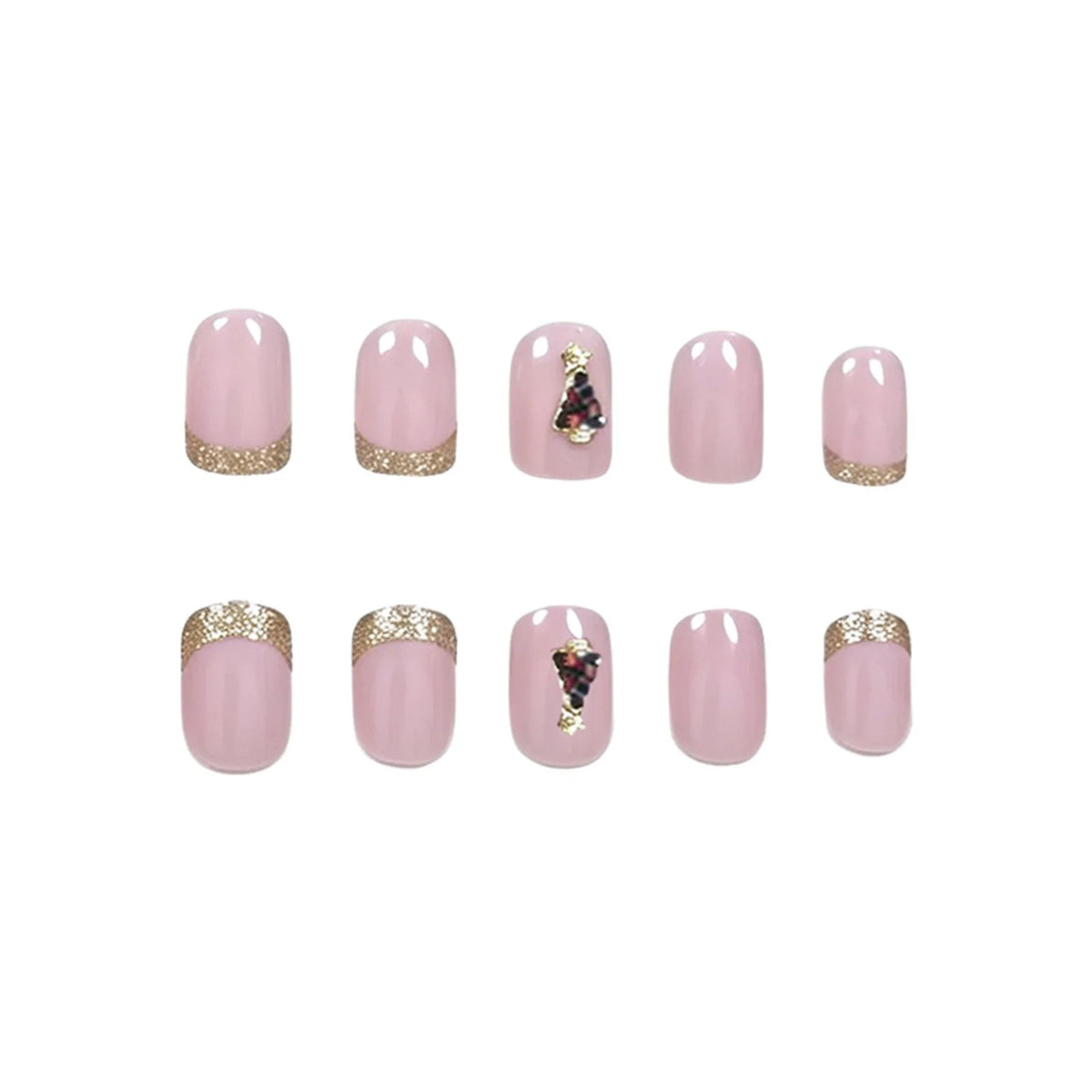 Gel Nail Set Glossy 3D Christmas Tree 24 Piece