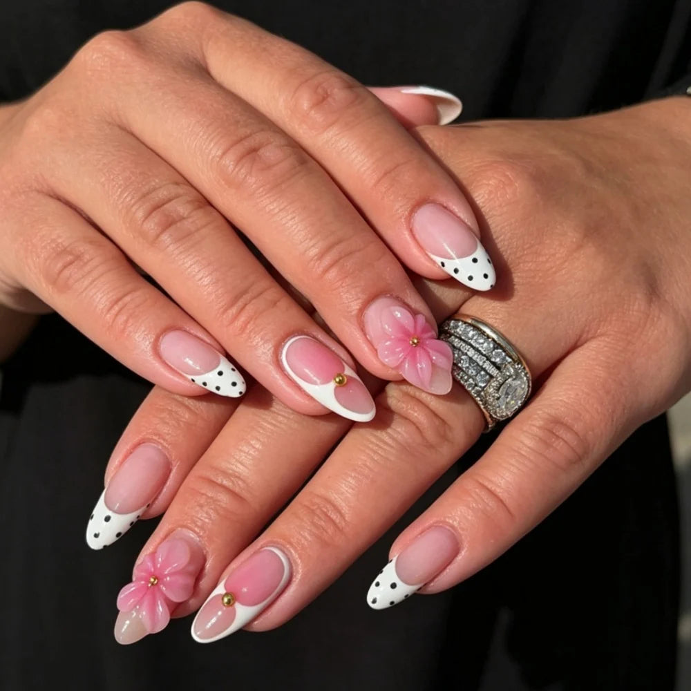 Gel Nail Tips Floral Design Long-Lasting