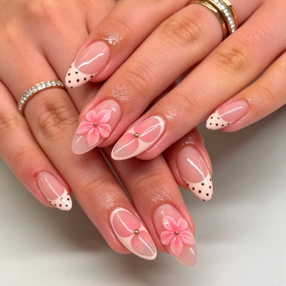 Gel Nail Tips Floral Design Long-Lasting