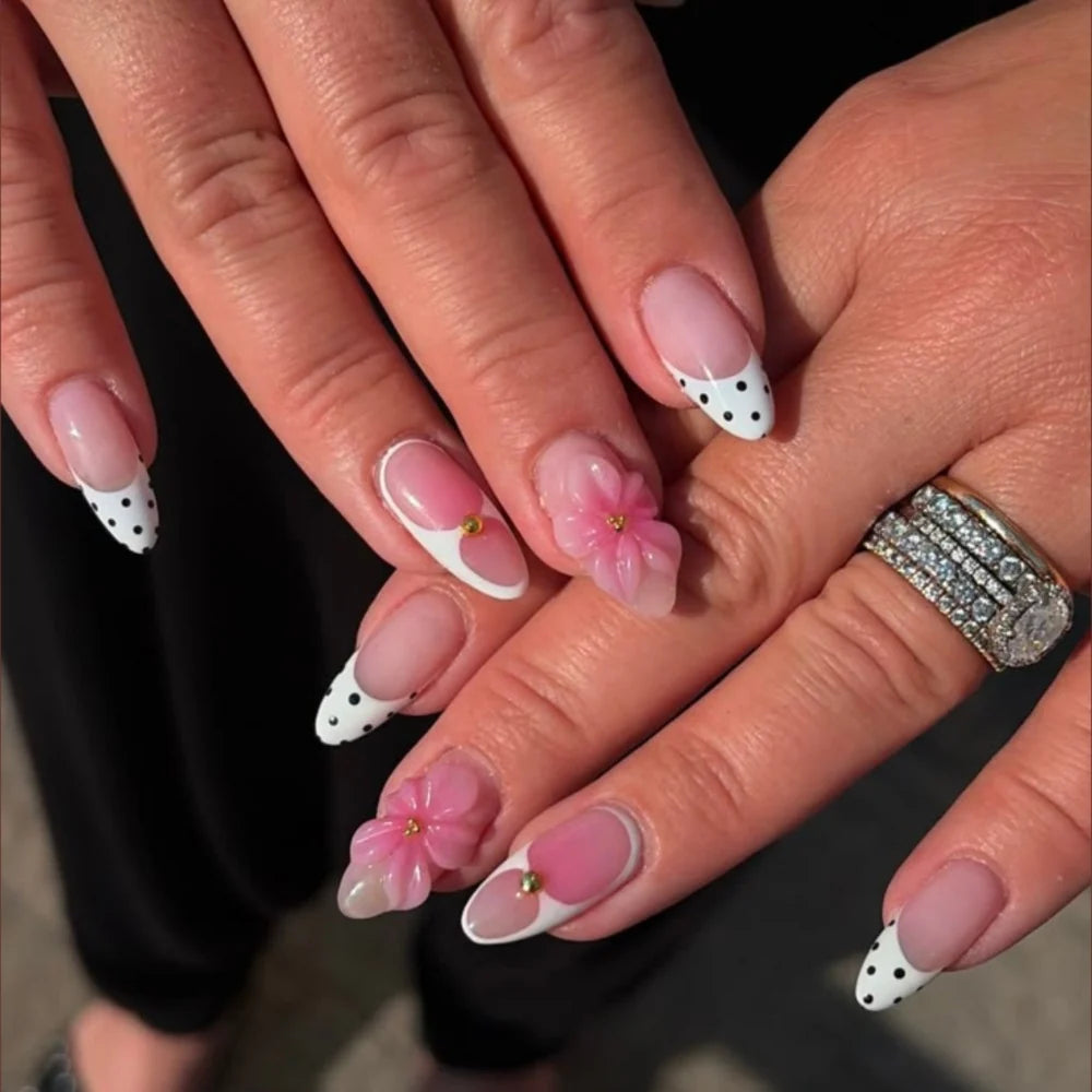 Gel Nail Tips Floral Design Long-Lasting