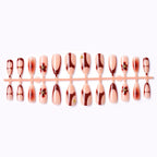 Gel Press-On Nail Set Red Gold Accents & Long-Lasting
