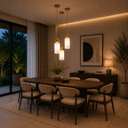 Genuine Alabaster & Copper LED Pendant Light (Adjustable Height)