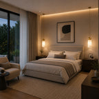 Genuine Alabaster & Copper LED Pendant Light (Adjustable Height)
