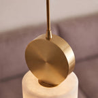 Genuine Alabaster & Copper LED Pendant Light (Adjustable Height)