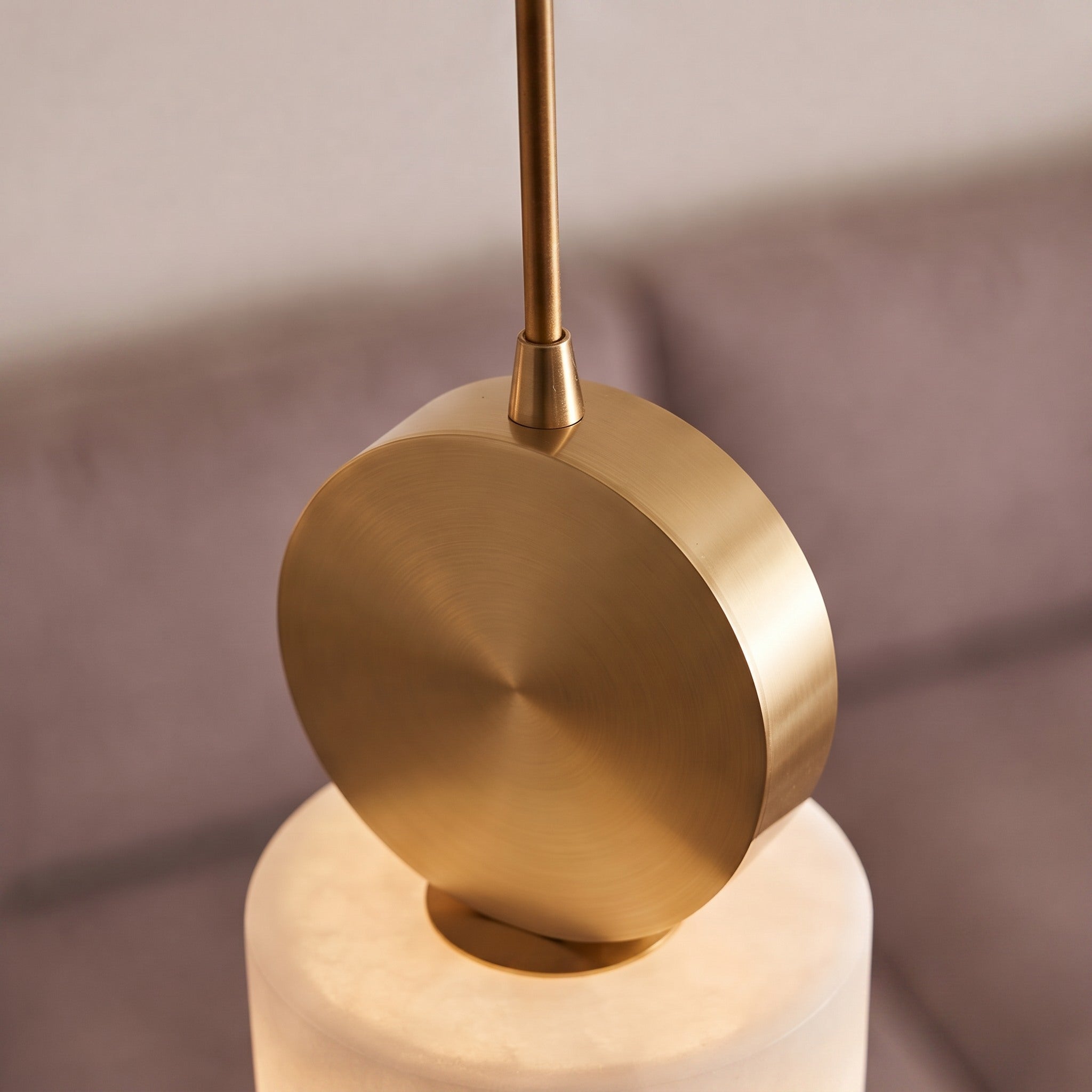 Genuine Alabaster & Copper LED Pendant Light (Adjustable Height)
