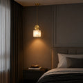 Genuine Alabaster & Copper LED Pendant Light (Adjustable Height)