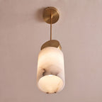 Genuine Alabaster & Copper LED Pendant Light (Adjustable Height)