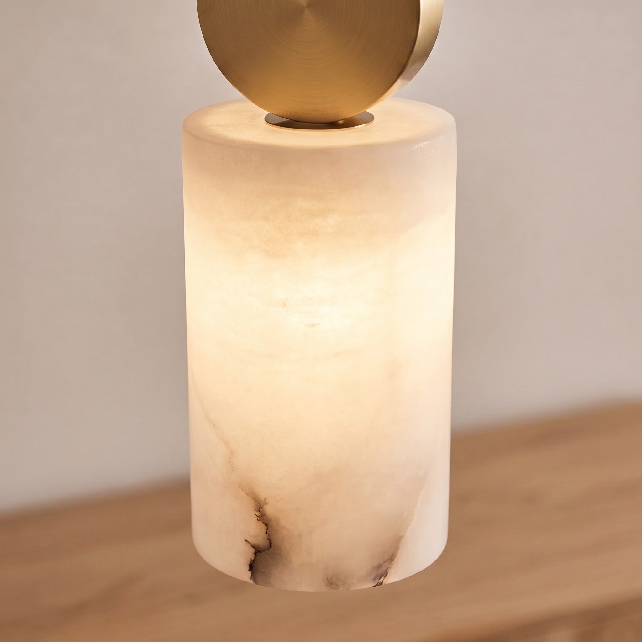 Genuine Alabaster & Copper LED Pendant Light (Adjustable Height)