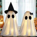 Ghost Decoration Fabric Hat & Bow Two Sizes