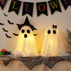 Ghost Decoration Fabric Hat & Bow Two Sizes