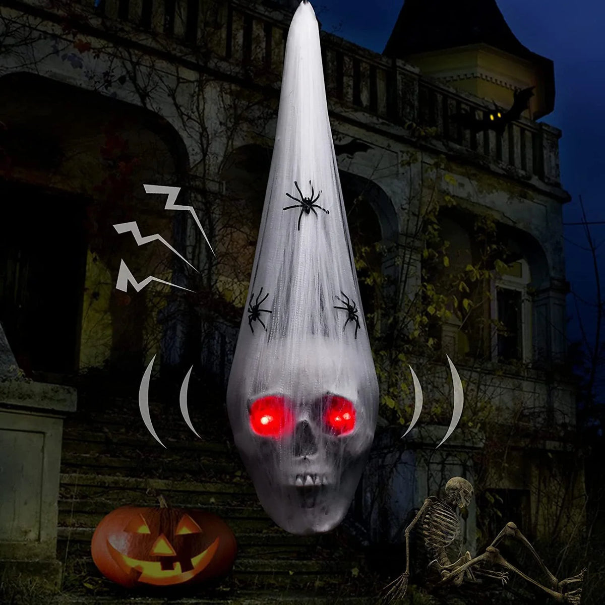 Ghost Decoration Light-Up Red Eyes Weatherproof Indoor & Outdoor