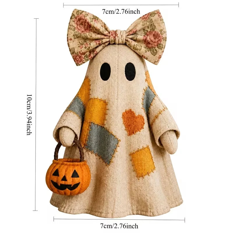 Ghost Figurine Hand-Painted Ceramic & Warm White Light