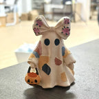 Ghost Figurine Hand-Painted Ceramic & Warm White Light