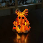 Ghost Figurine Hand-Painted Ceramic & Warm White Light
