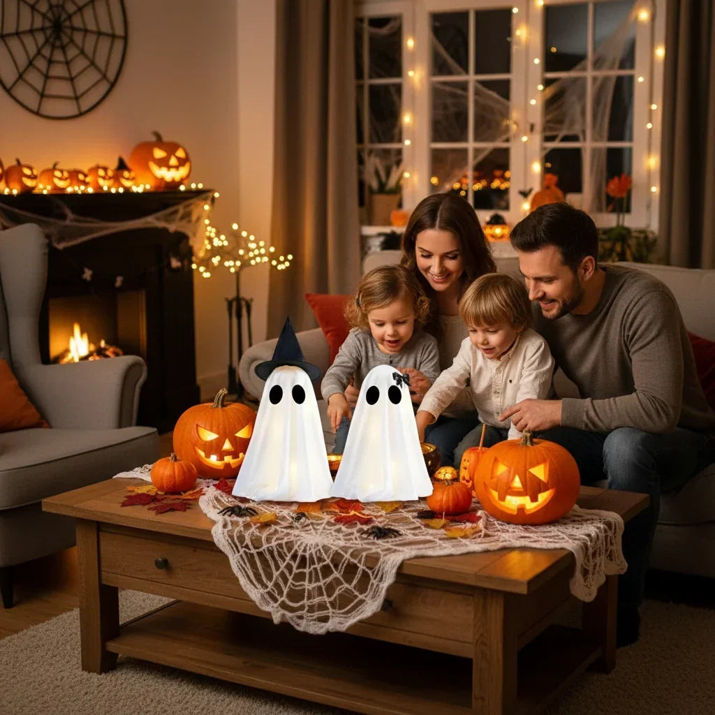 Ghost Figurine Set of Two Freestanding White