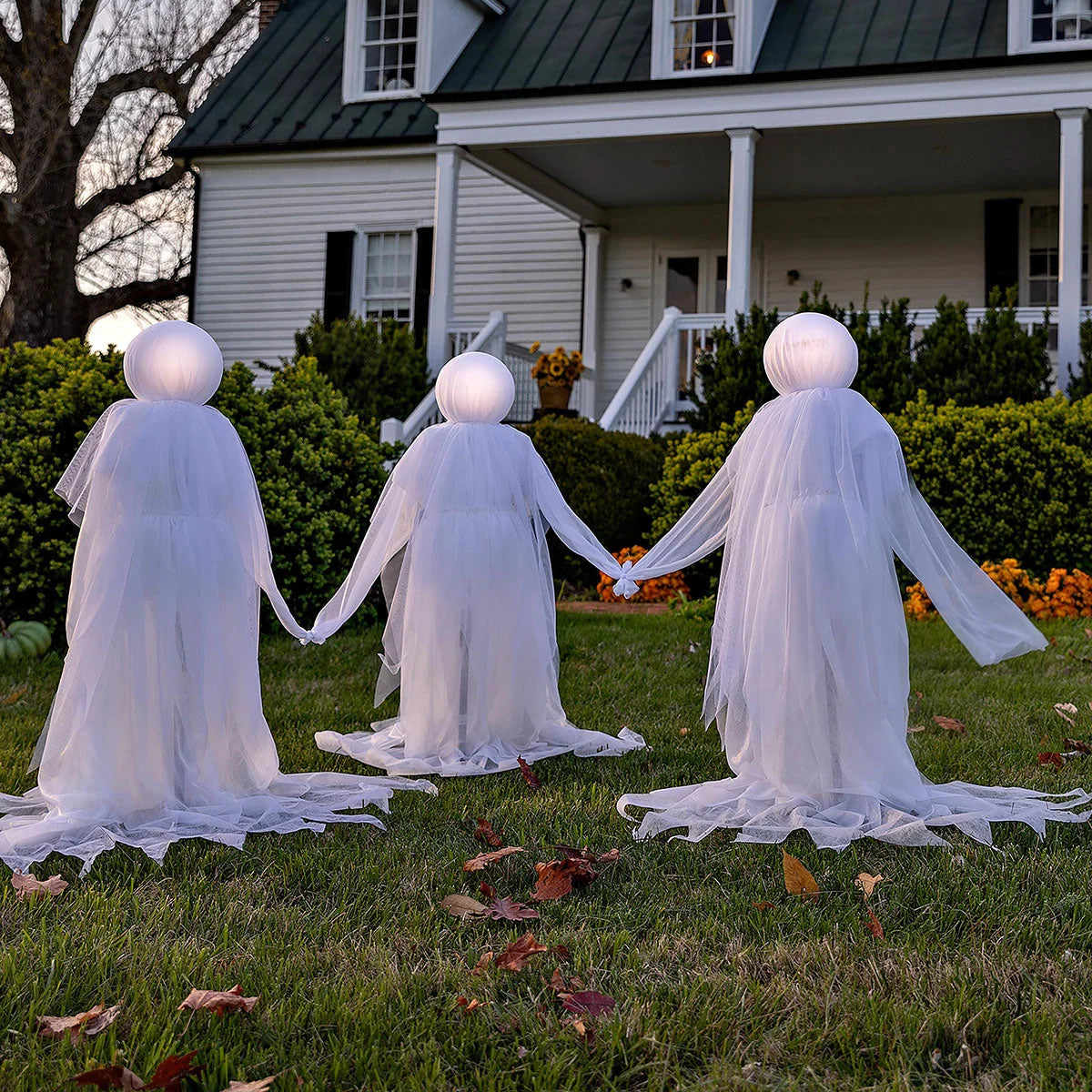 Ghost Garden Stakes Lighted Flickering Set of 3
