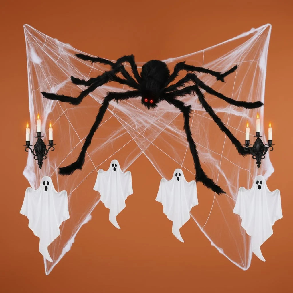 Giant Spider Decoration Poseable Legs & Glowing Eyes