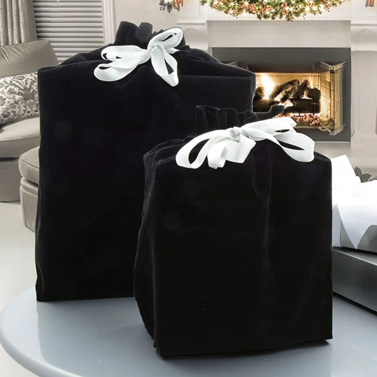Gift Bag Velvet Reusable Drawstring Satin Bow