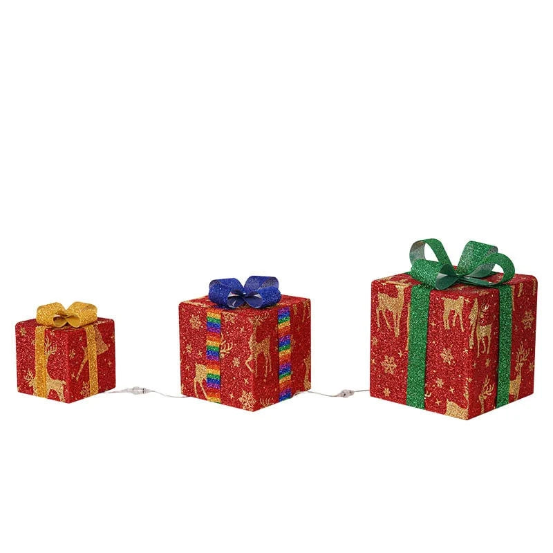 Gift Box Set Pre-Lit Battery Operated Waterproof Set of 3