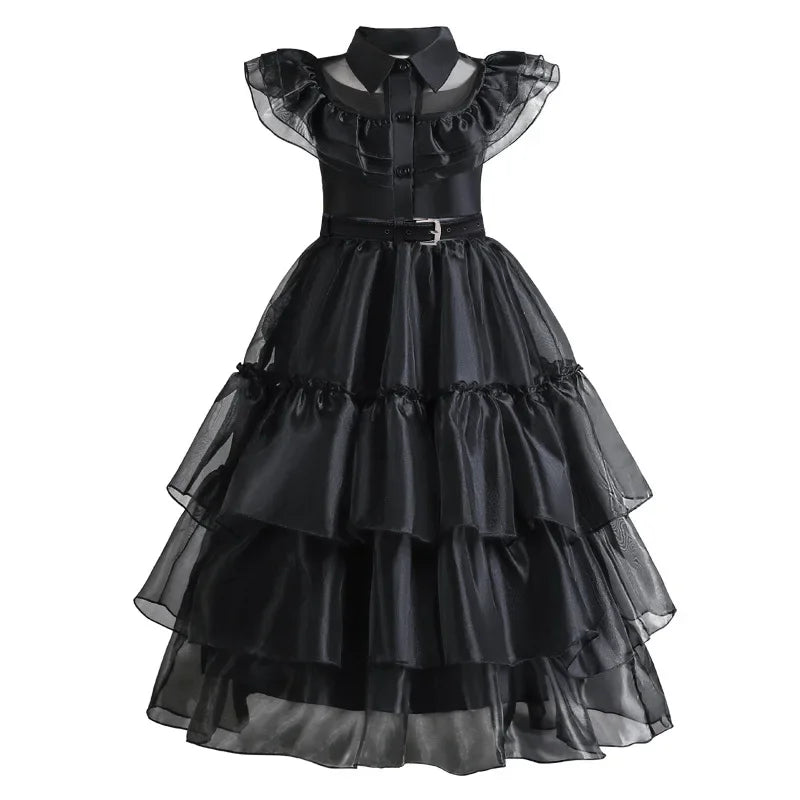 Girls Cake Gown Layered Silhouette Breathable Mesh Bodice