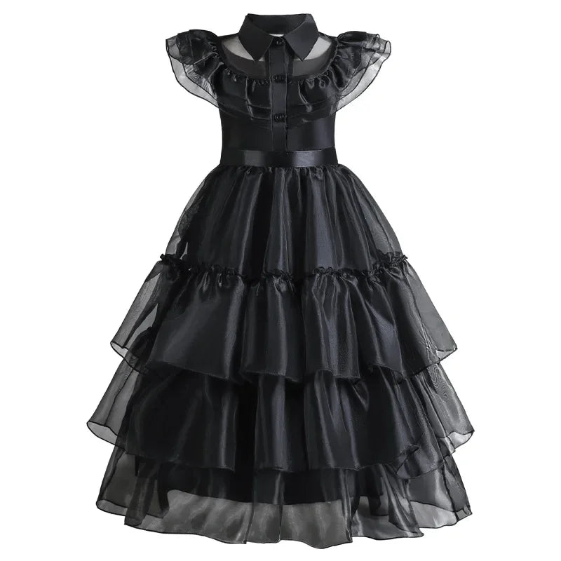 Girls Cake Gown Layered Silhouette Breathable Mesh Bodice