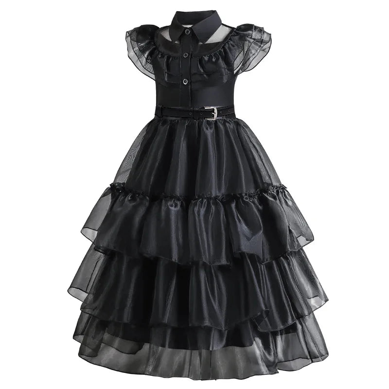 Girls Cake Gown Layered Silhouette Breathable Mesh Bodice
