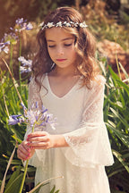 Girls Communion Dress Bohemian Lace Cotton Blend