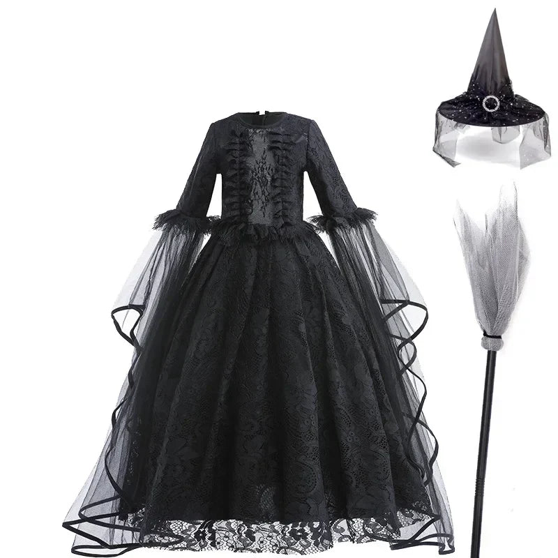 Girls Cosplay Dress Evil Queen Lace Ruffle Ages 4-6