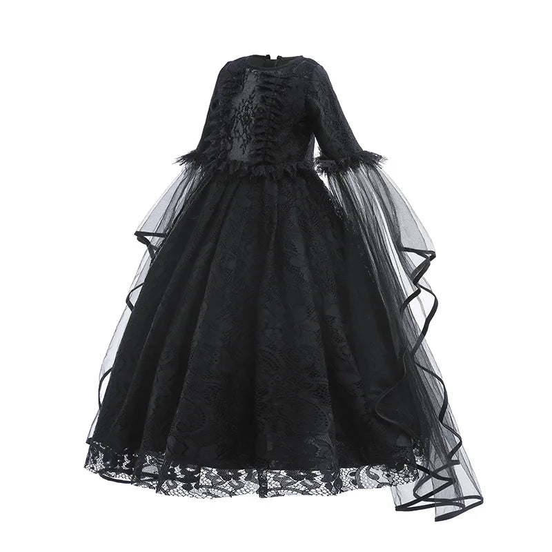Girls Cosplay Dress Evil Queen Lace Ruffle Ages 4-6