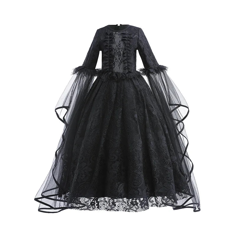 Girls Cosplay Dress Evil Queen Lace Ruffle Ages 4-6