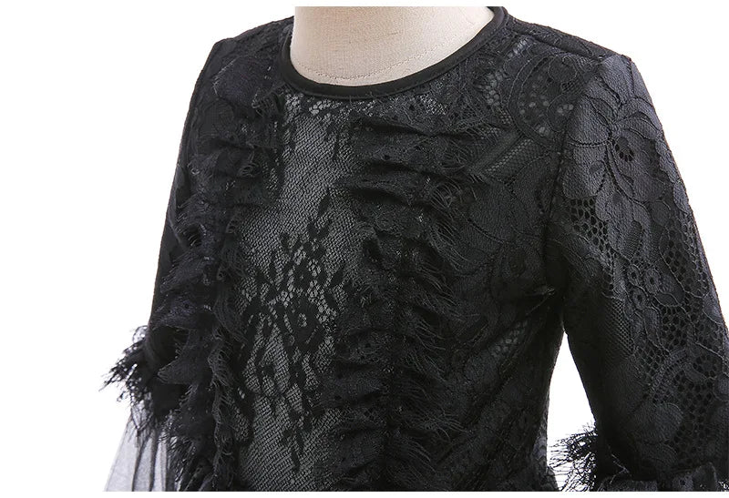 Girls Cosplay Dress Evil Queen Lace Ruffle Ages 4-6