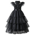 Girls Costume Dress Gothic Layered Mesh Mid-Calf