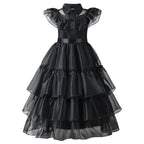 Girls Costume Dress Gothic Layered Mesh Mid-Calf