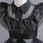 Girls Costume Dress Gothic Layered Mesh Mid-Calf