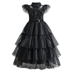 Girls Costume Dress Gothic Layered Mesh Mid-Calf