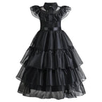 Girls Costume Dress Gothic Layered Mesh Mid-Calf