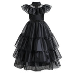 Girls Costume Dress Gothic Layered Mesh Mid-Calf