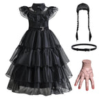 Girls Costume Dress Gothic Layered Mesh Mid-Calf