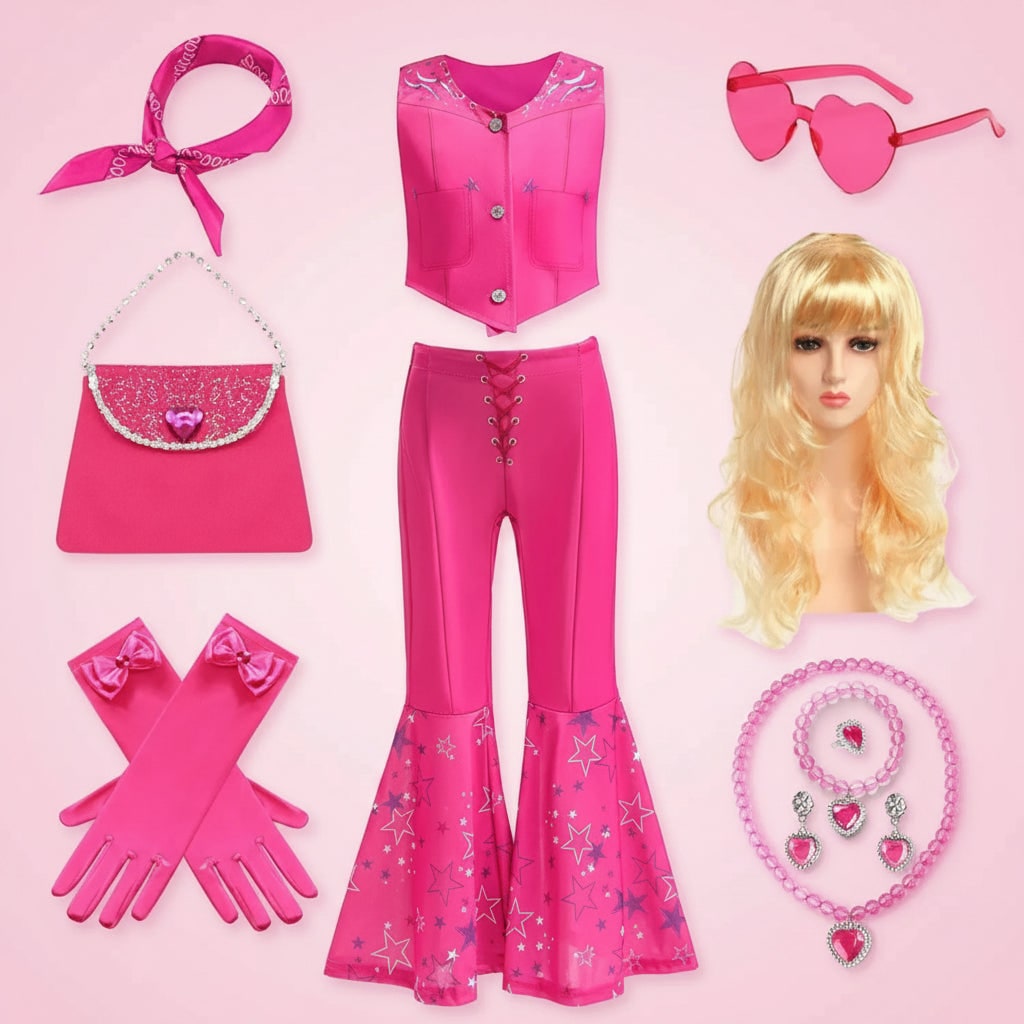 Girls Disco Costume Retro Two-Piece Top & Flared Pants